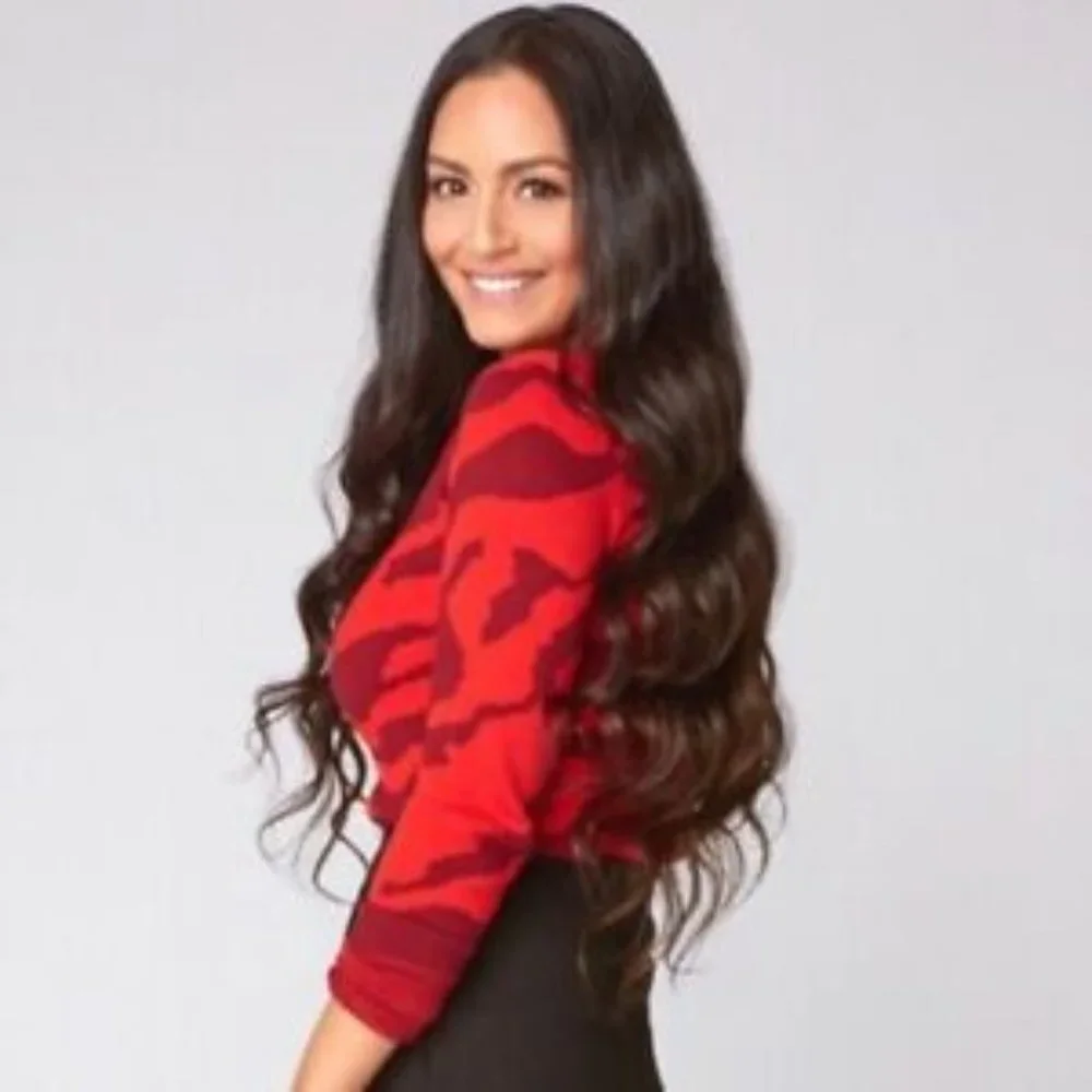 CAbi 3158 Red Camo Pullover Sweater